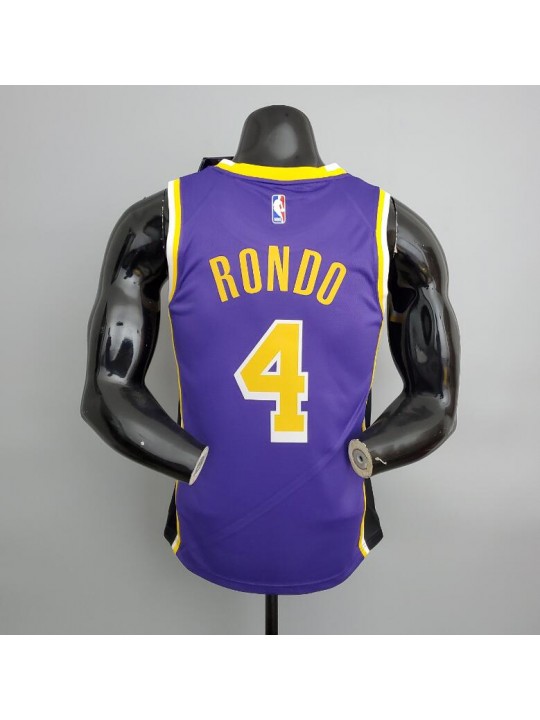 Camiseta Lakers Rondo#4 Crew Neck Purple