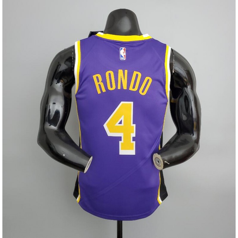 Camiseta Lakers Rondo#4 Crew Neck Purple