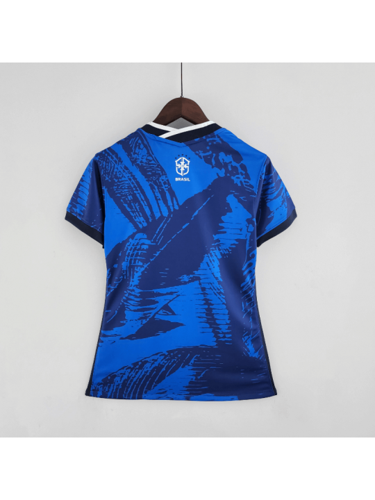 Camiseta 2022 Brazil Clásica Azul Mujer