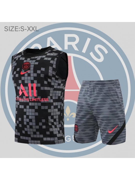 Camisetas Sin Mangas París Saint-germain 22/23 Kit Tela Escocesa Gris Negro