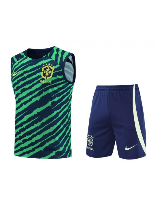 Camiseta De Fútbol Sin Mangas BRASIL Pre-Match 2022+Pantalones