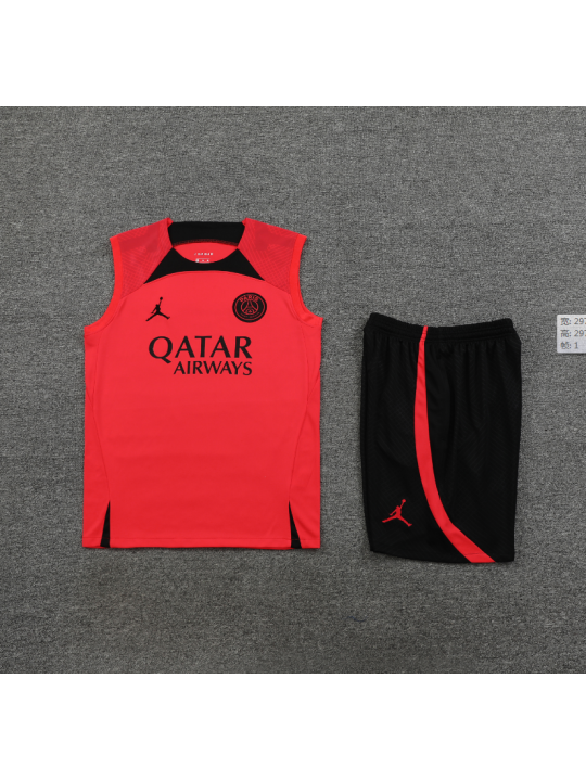 Camiseta Sin Mangas FC Paris Saint-Germain Pre-Match 23/24 Rojo + Pantalones