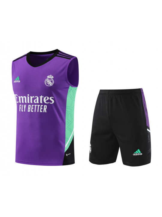 Camiseta Sin Mangas Real Madrid CF Pre-Match 2022-2023 Púrpura + Pantalones