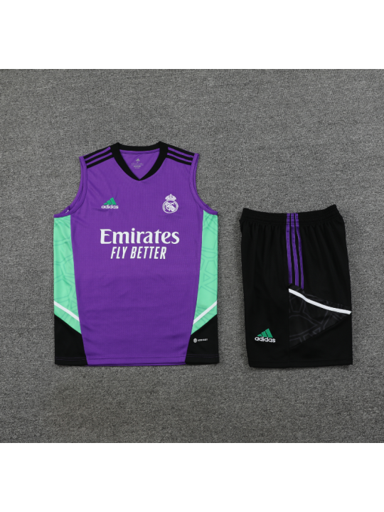 Camiseta Sin Mangas Real Madrid CF Pre-Match 2022-2023 Púrpura + Pantalones