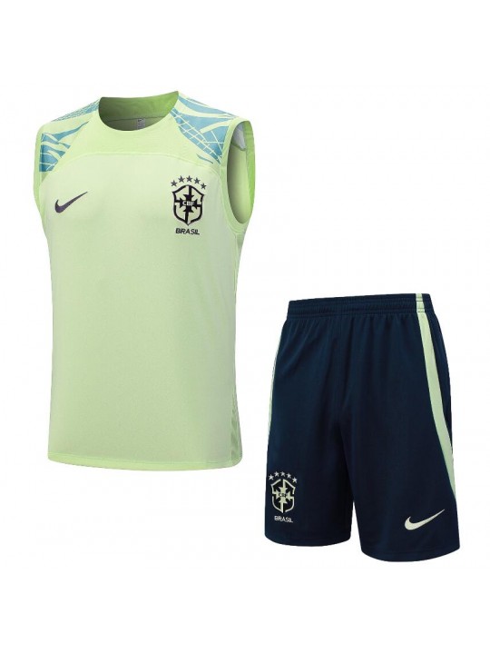 Camiseta De Fútbol Sin Mangas BRASIL Pre-Match 23/24+Pantalones