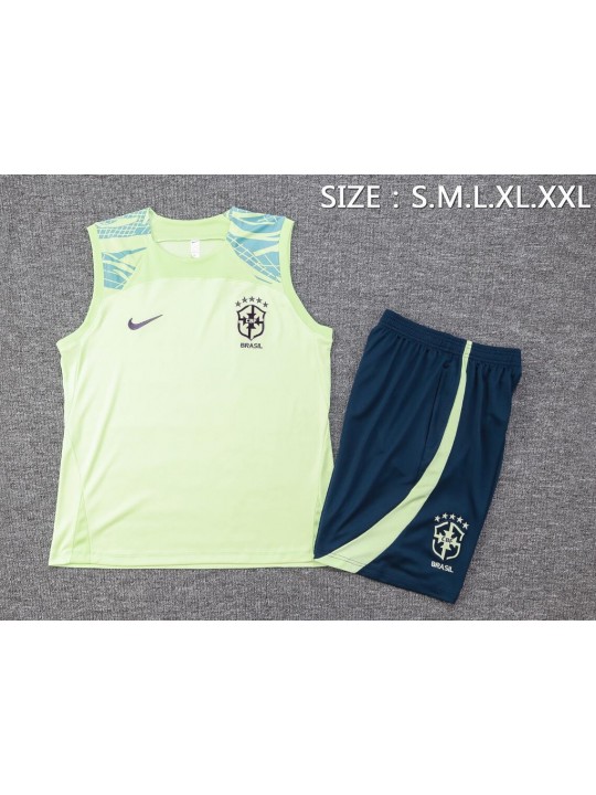 Camiseta De Fútbol Sin Mangas BRASIL Pre-Match 23/24+Pantalones