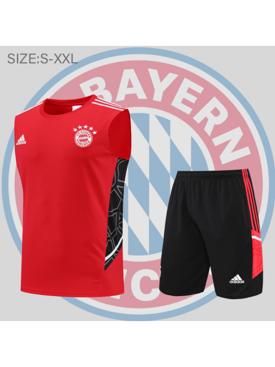 Camiseta De Fútbol Sin Mangas Bayern Munich Pre-Match 22/23 Rojo + Pantalones