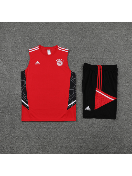 Camiseta De Fútbol Sin Mangas Bayern Munich Pre-Match 22/23 Rojo + Pantalones