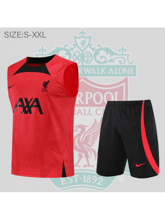 Camiseta De Fútbol Sin Mangas Liverpool Pre-match 22/23 Rojo + Pantalones