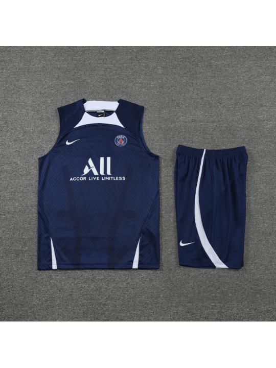 Camiseta De Fútbol Sin Mangas PSG Pre-Match 22/23 Navy + Pantalones