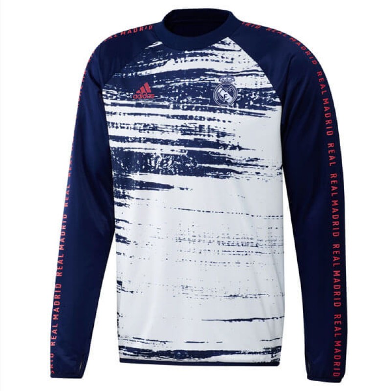 Sudadera De Calentamiento Real M-adrid 2020/2021 Blanco Marino