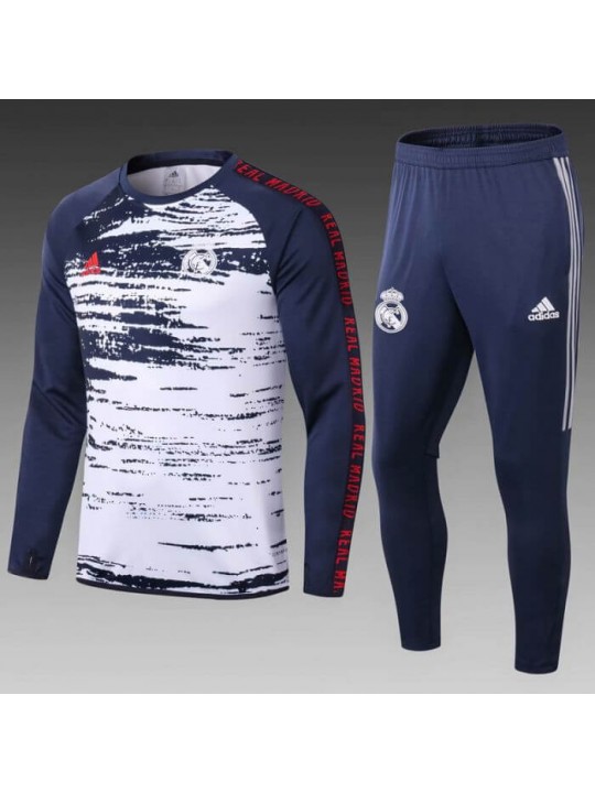 Sudadera De Calentamiento Real M-adrid 2020/2021 Blanco Marino