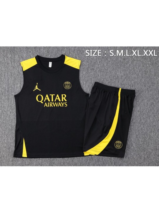 Camiseta De Fútbol Sin Mangas PSG Negro 23/24 + Pantalone