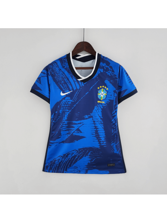 Camiseta 2022 Brazil Clásica Azul Mujer