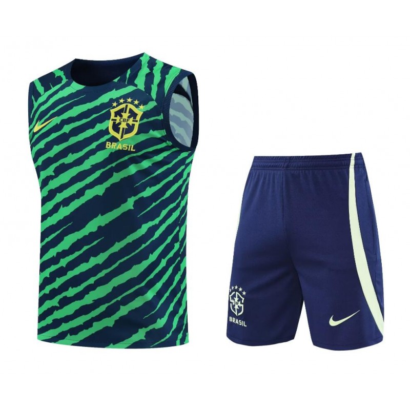 Camiseta De Fútbol Sin Mangas BRASIL Pre-Match 2022+Pantalones