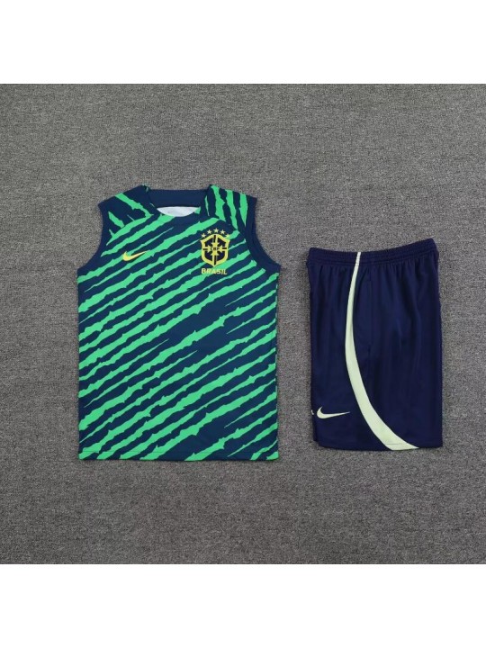 Camiseta De Fútbol Sin Mangas BRASIL Pre-Match 2022+Pantalones