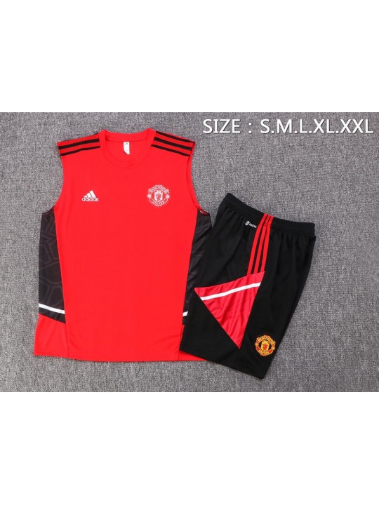 Camiseta De Fútbol Sin Mangas M-U Rojo 22-23 + Pantalone