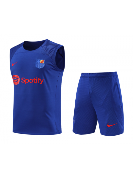 Camiseta Sin Mangas Barcelona Pre-Match 23/24 Azul + Pantalones