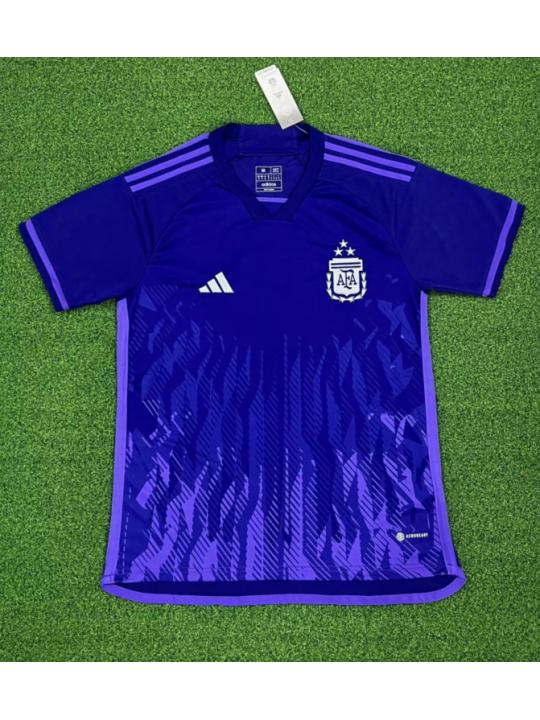 Camiseta Argentina Segunda Equipación Mundial Qatar 2022 3 estrellas